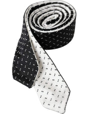 Dolce & Gabbana Black White Patterned Adjustable Tie - ACCEXO