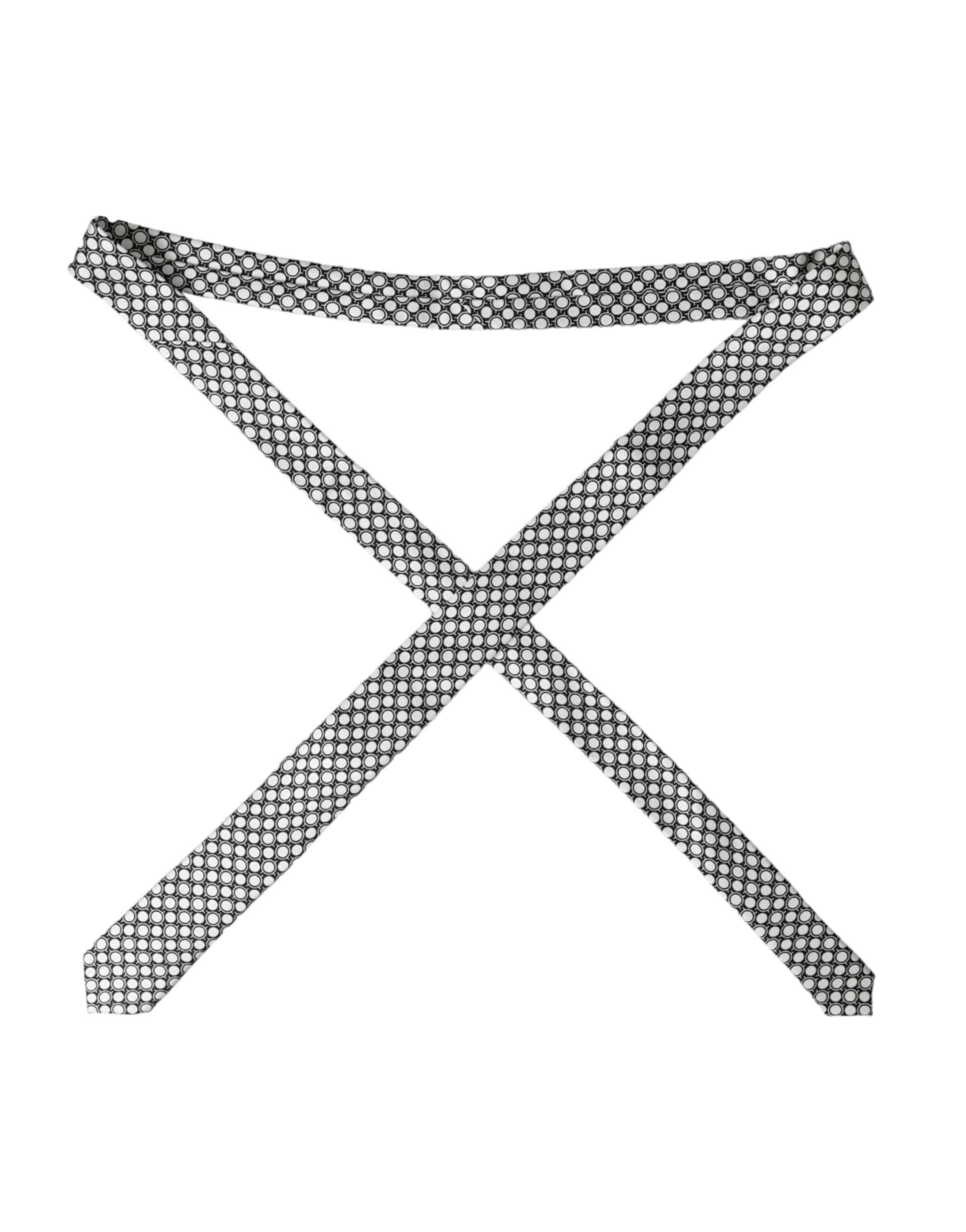 Dolce & Gabbana White Circles 100% Silk Adjustable Tie - ACCEXO