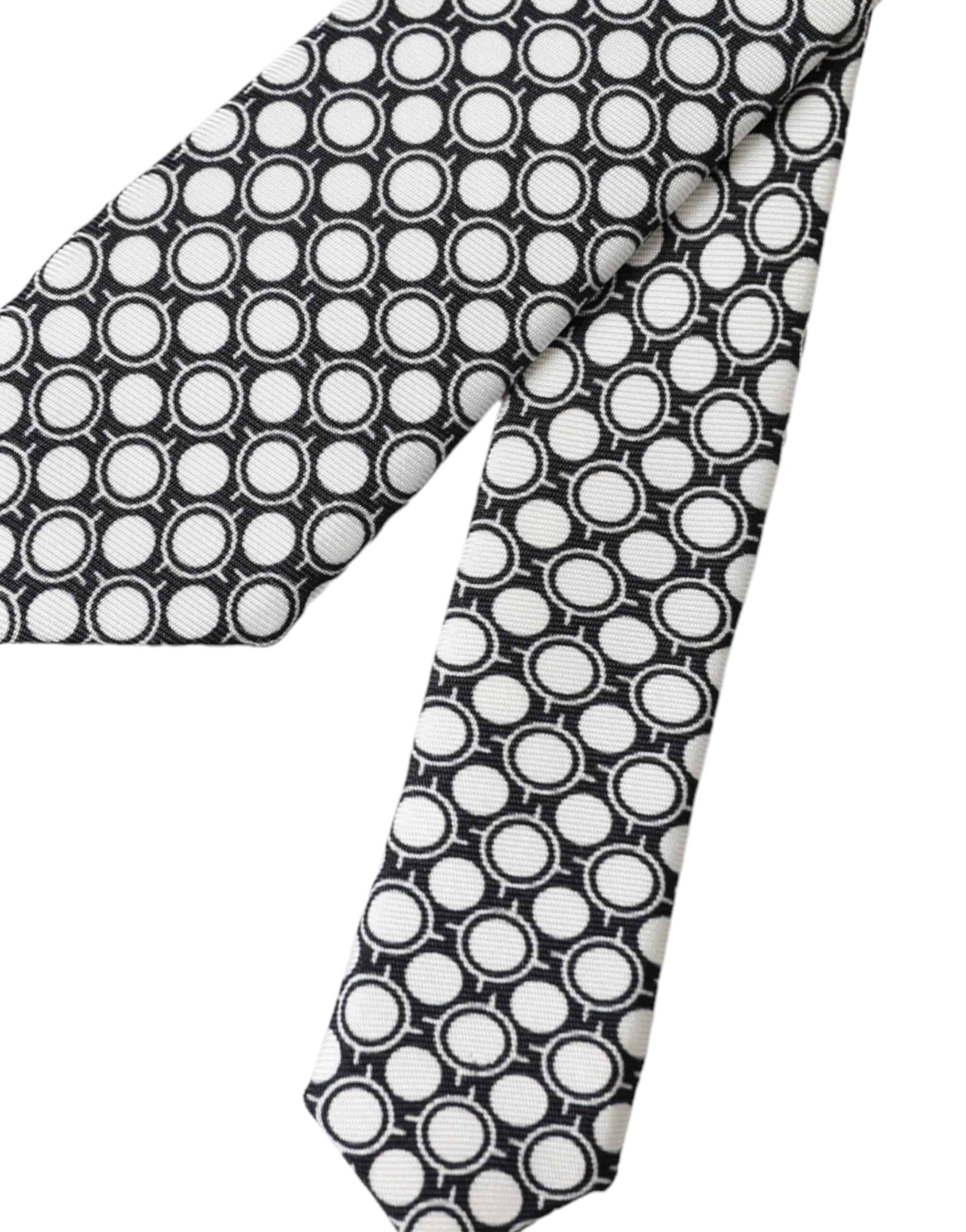 Dolce & Gabbana White Circles 100% Silk Adjustable Tie - ACCEXO