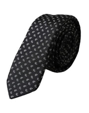 Dolce & Gabbana Black Jacquard Patterned Silk Adjustable Men Tie - ACCEXO