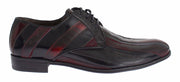 Dolce & Gabbana Elegant Black Bordeaux Striped Leather Dress Shoes - ACCEXO