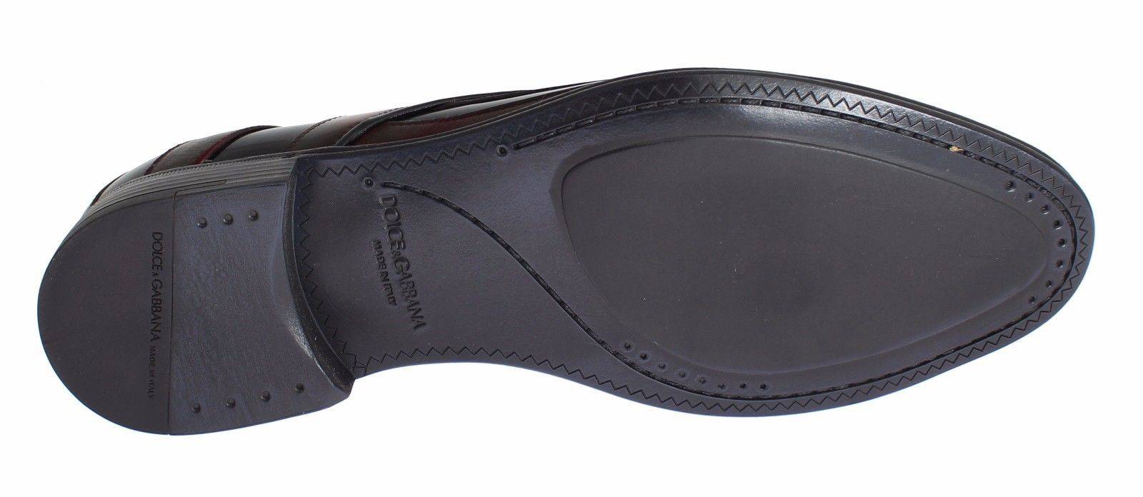Dolce & Gabbana Elegant Black Bordeaux Striped Leather Dress Shoes - ACCEXO