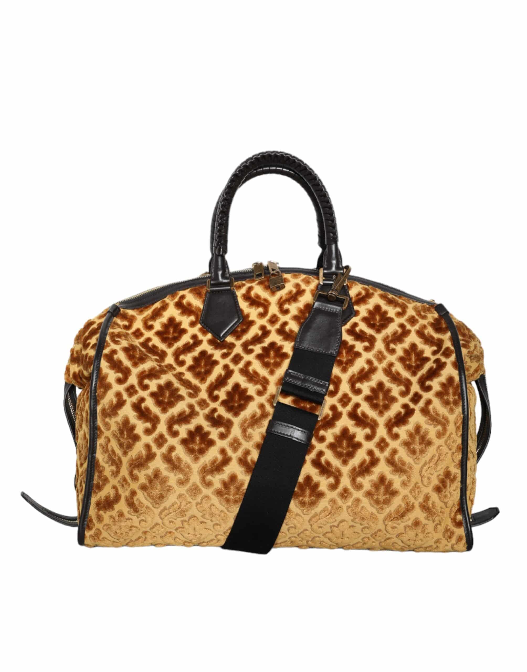 Dolce & Gabbana Beige Velvet Top Handle Shoulder Duffle Women Bag - ACCEXO