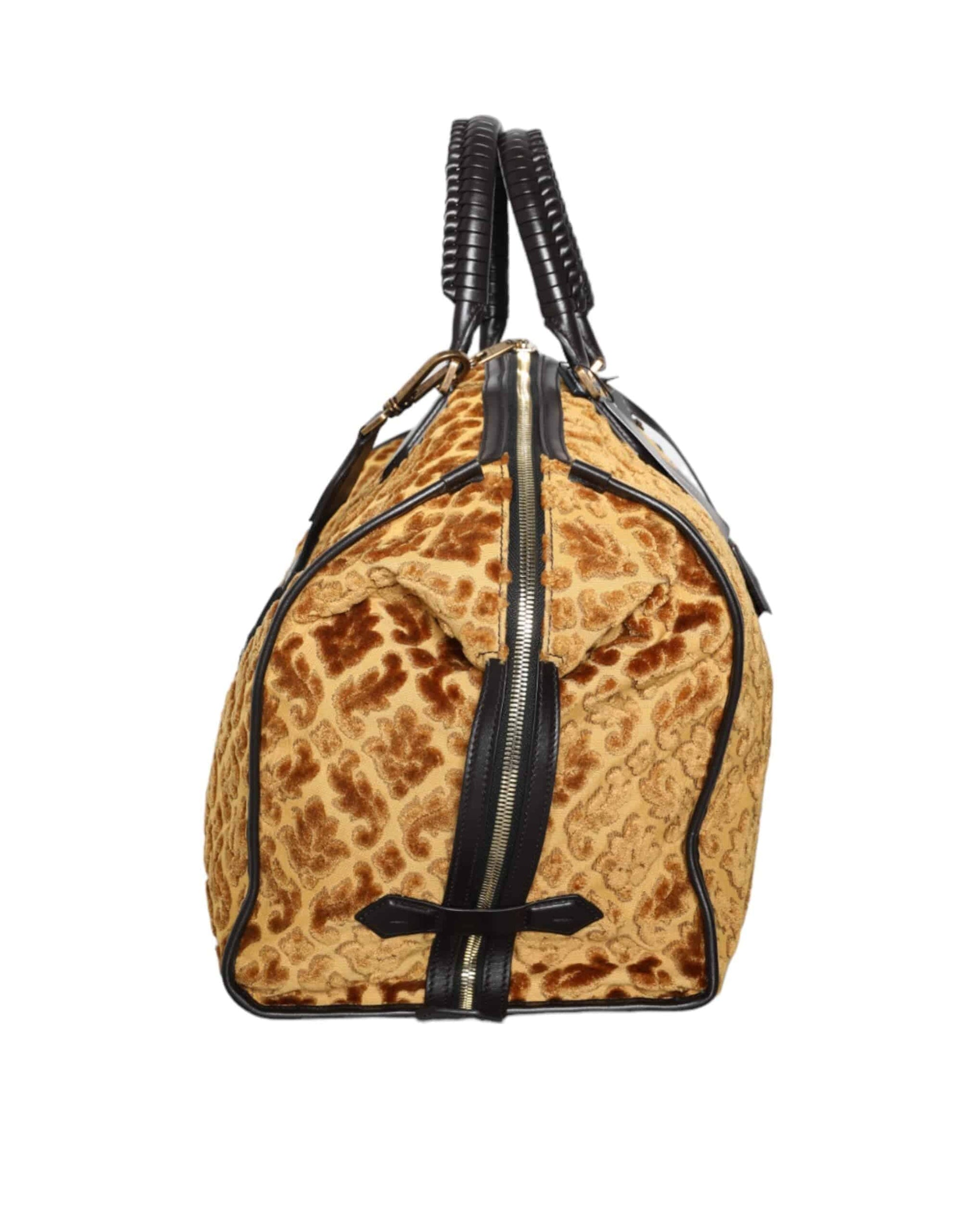 Dolce & Gabbana Beige Velvet Top Handle Shoulder Duffle Women Bag - ACCEXO