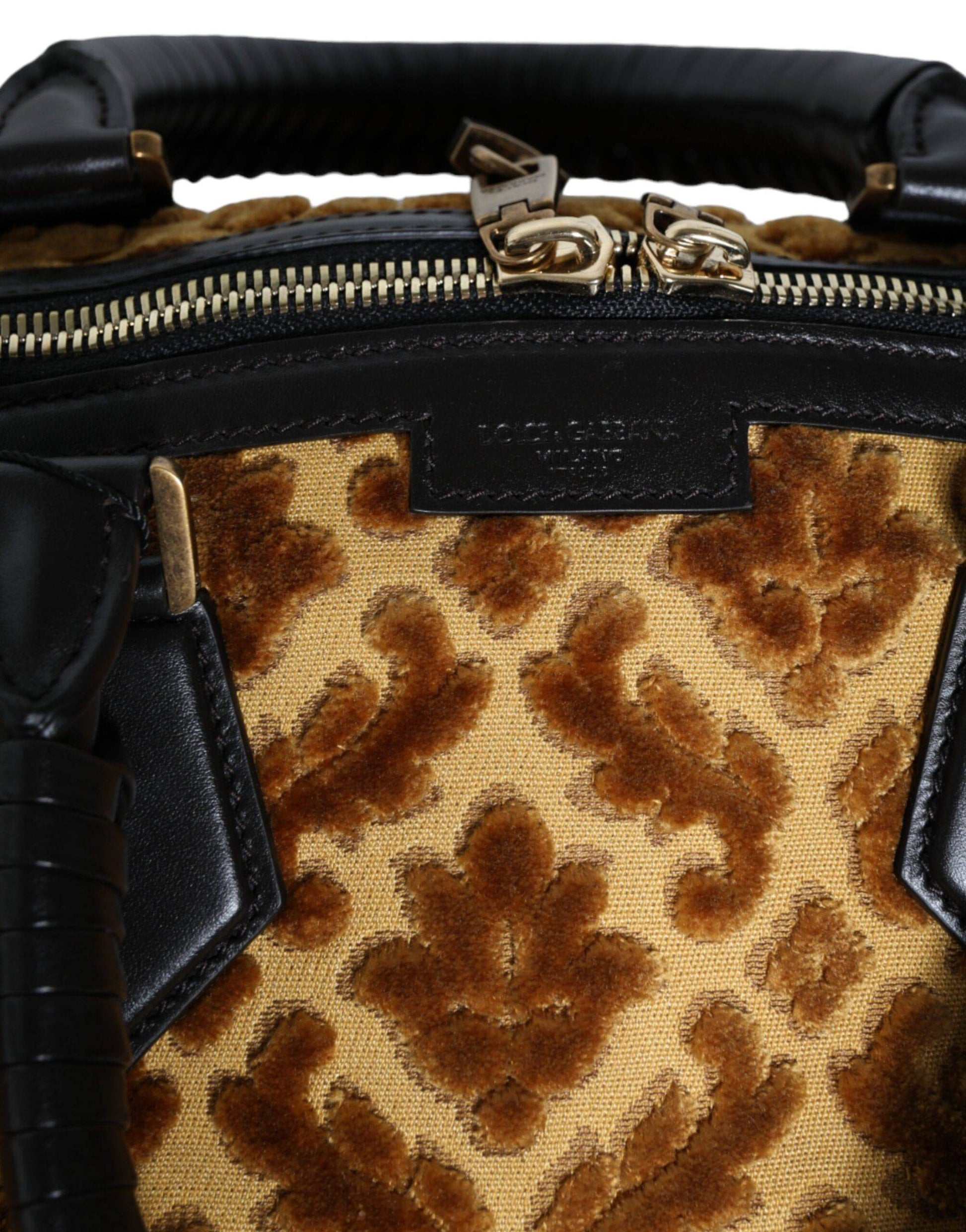 Dolce & Gabbana Beige Velvet Top Handle Shoulder Duffle Women Bag - ACCEXO