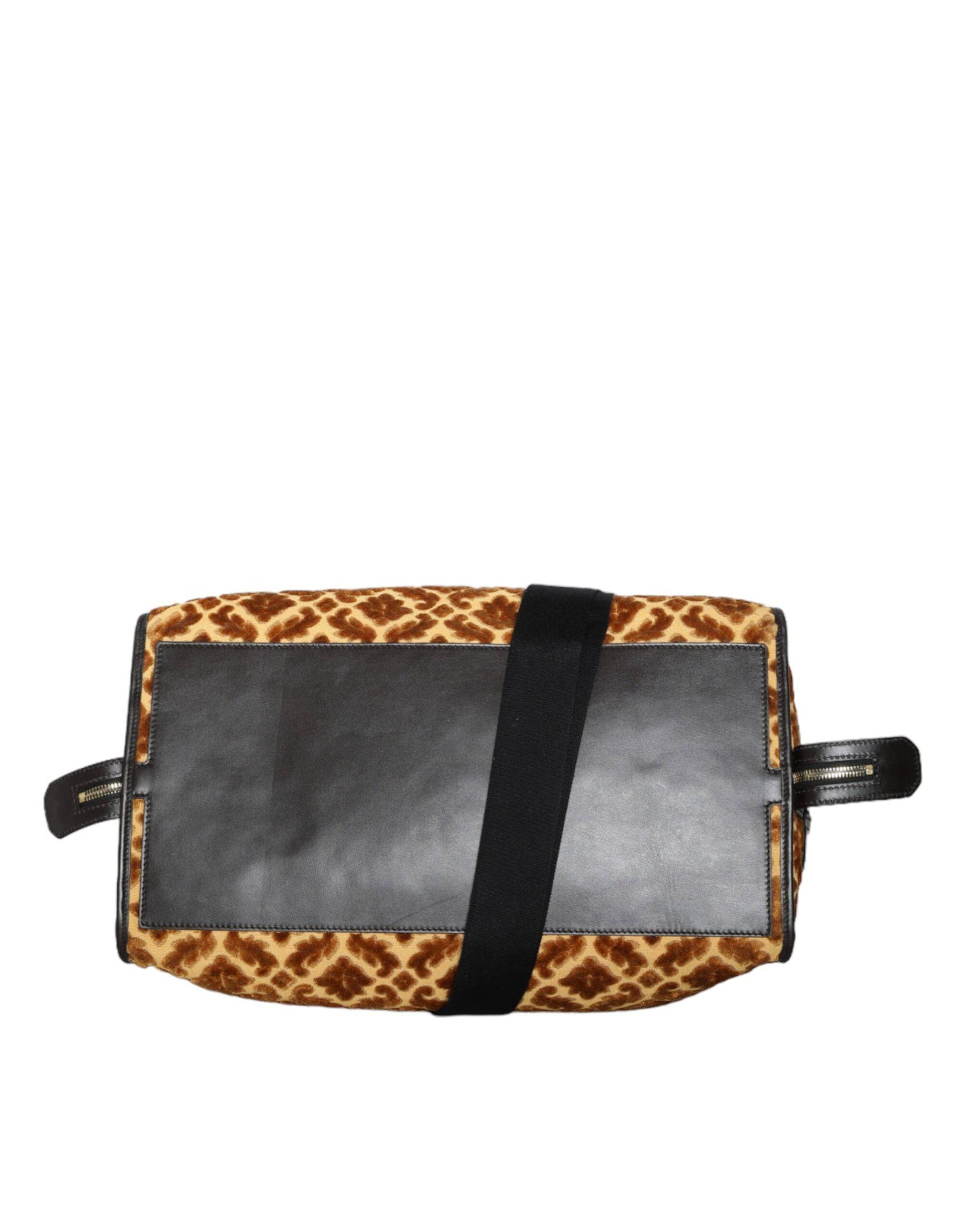 Dolce & Gabbana Beige Velvet Top Handle Shoulder Duffle Women Bag - ACCEXO