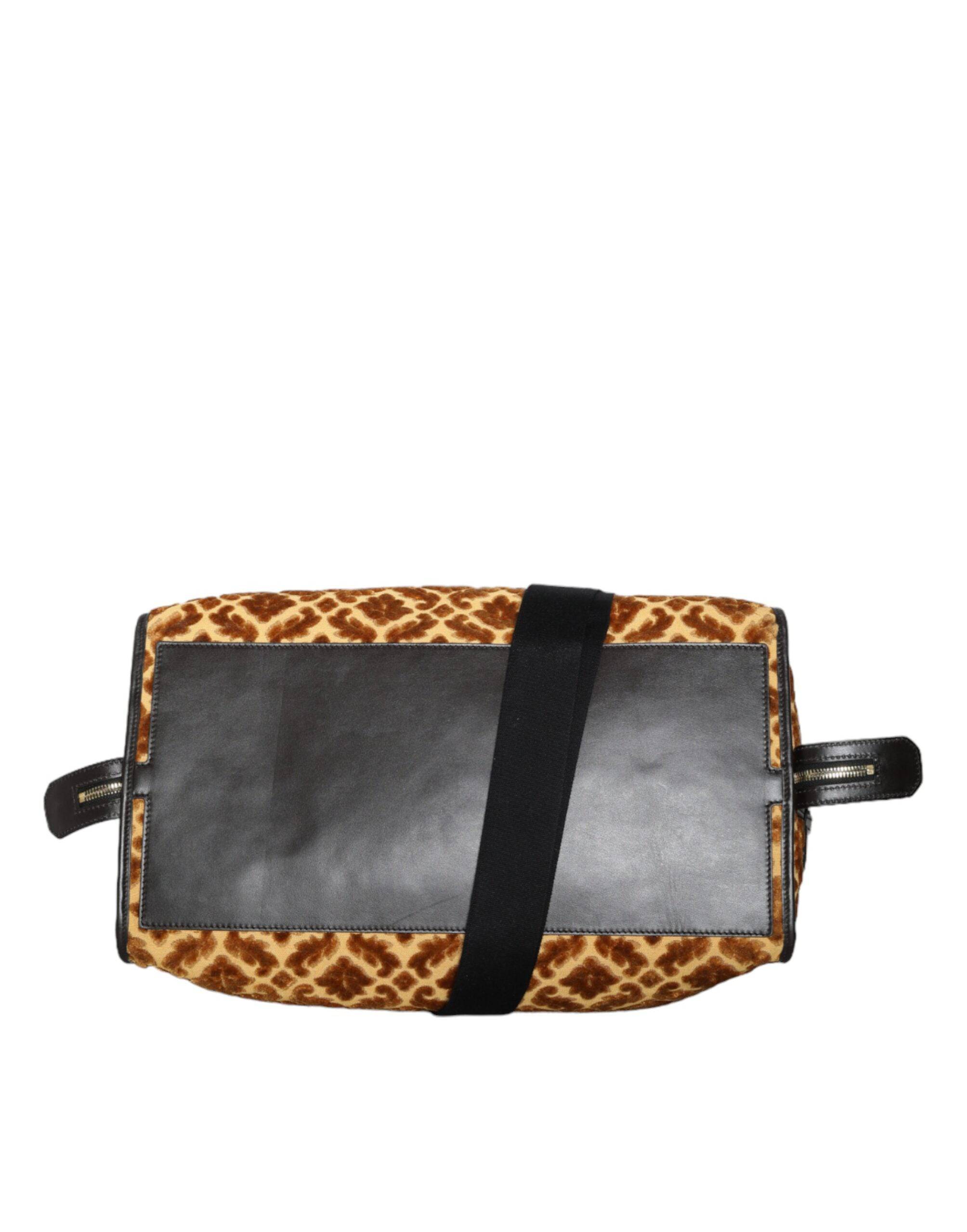 Dolce & Gabbana Beige Velvet Top Handle Shoulder Duffle Women Bag - ACCEXO