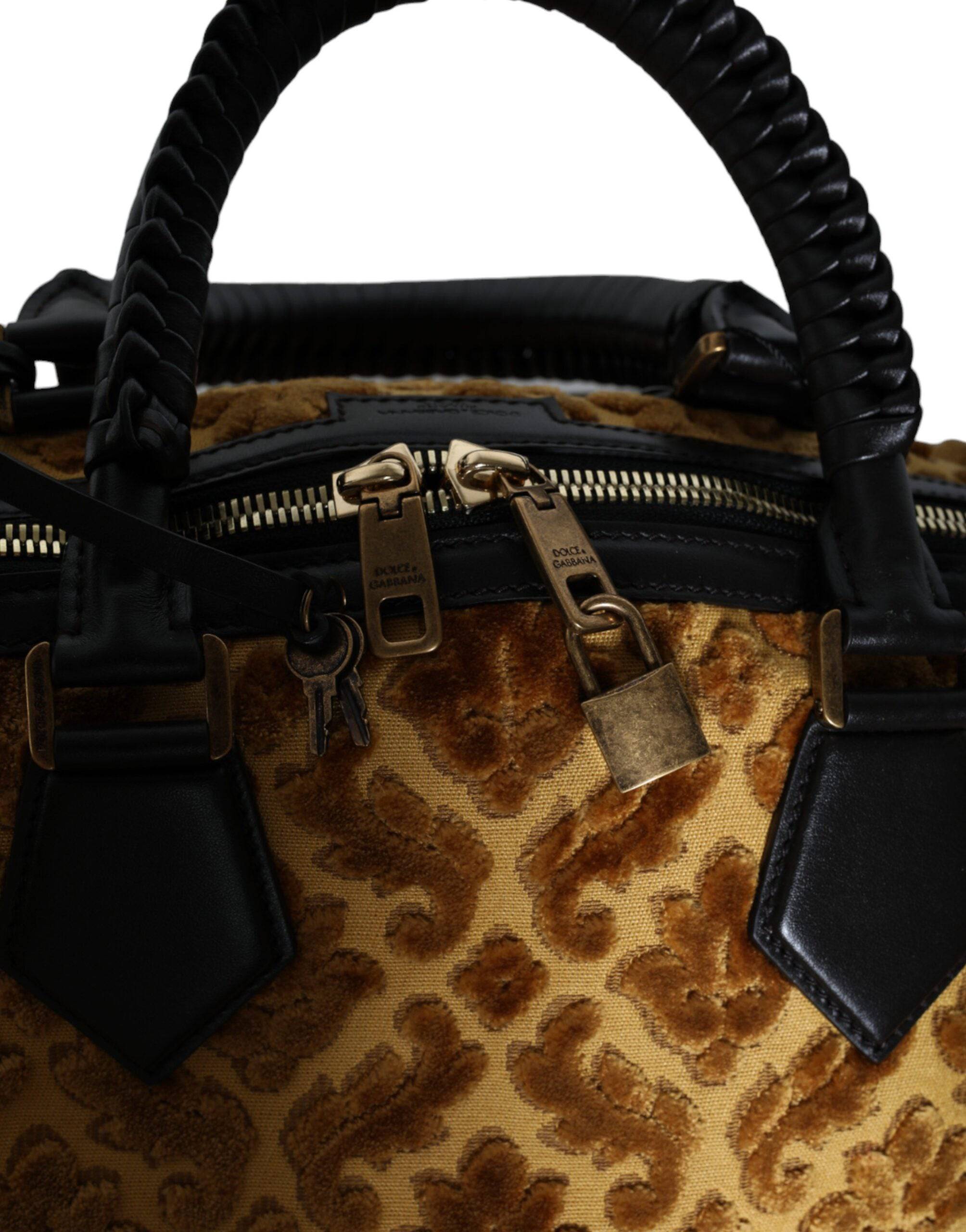 Dolce & Gabbana Beige Velvet Top Handle Shoulder Duffle Women Bag - ACCEXO
