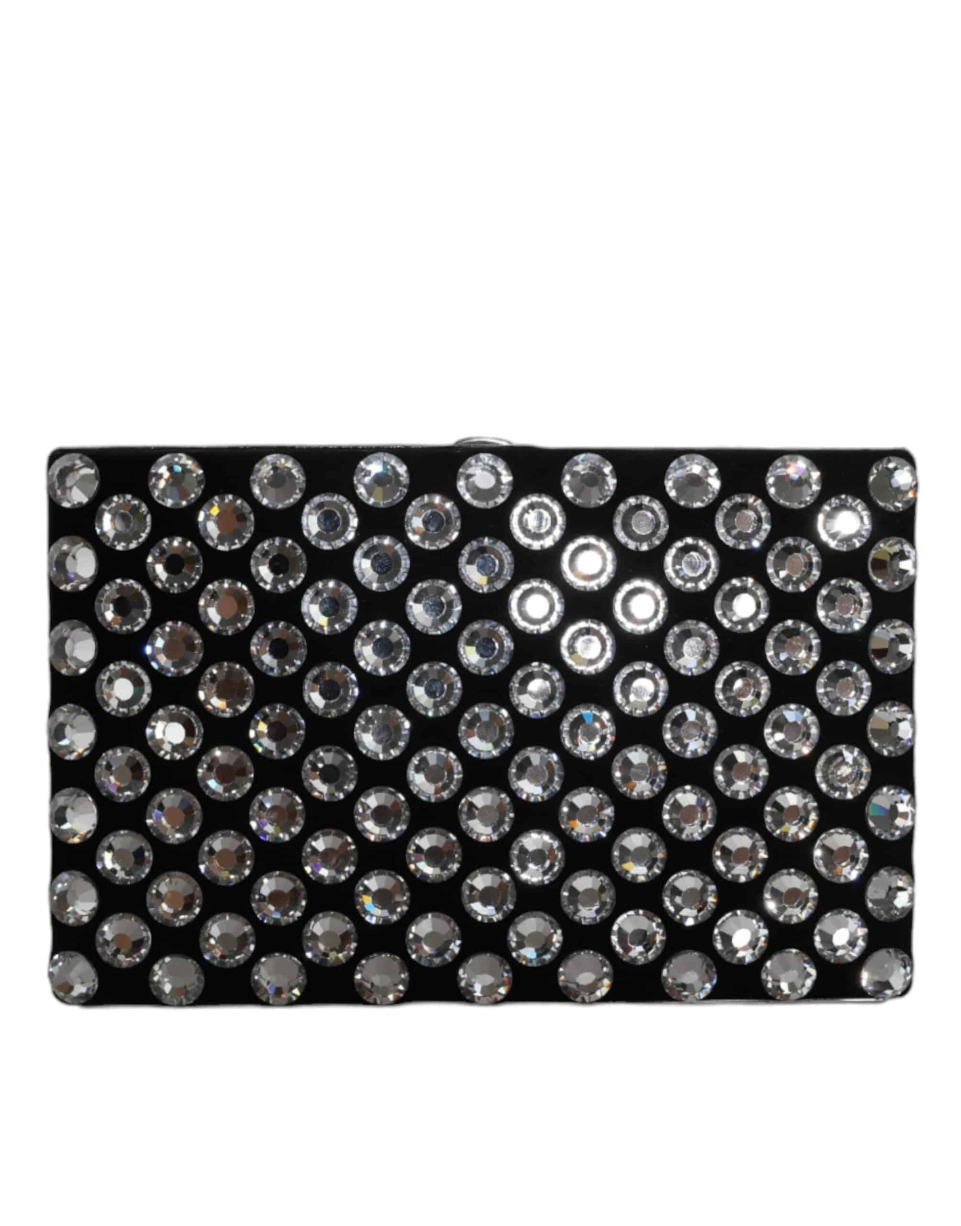 Dolce & Gabbana Black Velvet Crystal Clutch Evening Party Purse Bag - ACCEXO