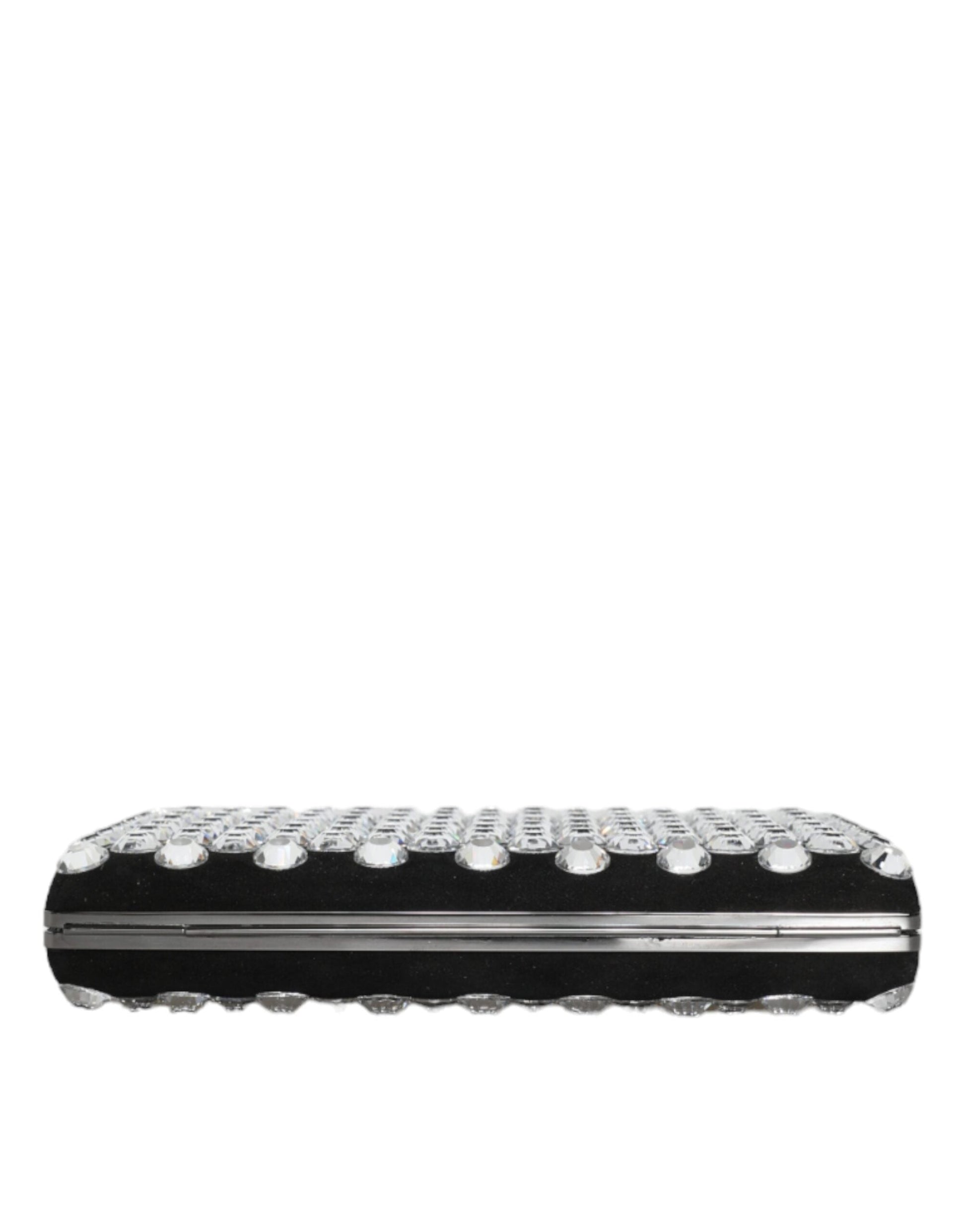 Dolce & Gabbana Black Velvet Crystal Clutch Evening Party Purse Bag - ACCEXO