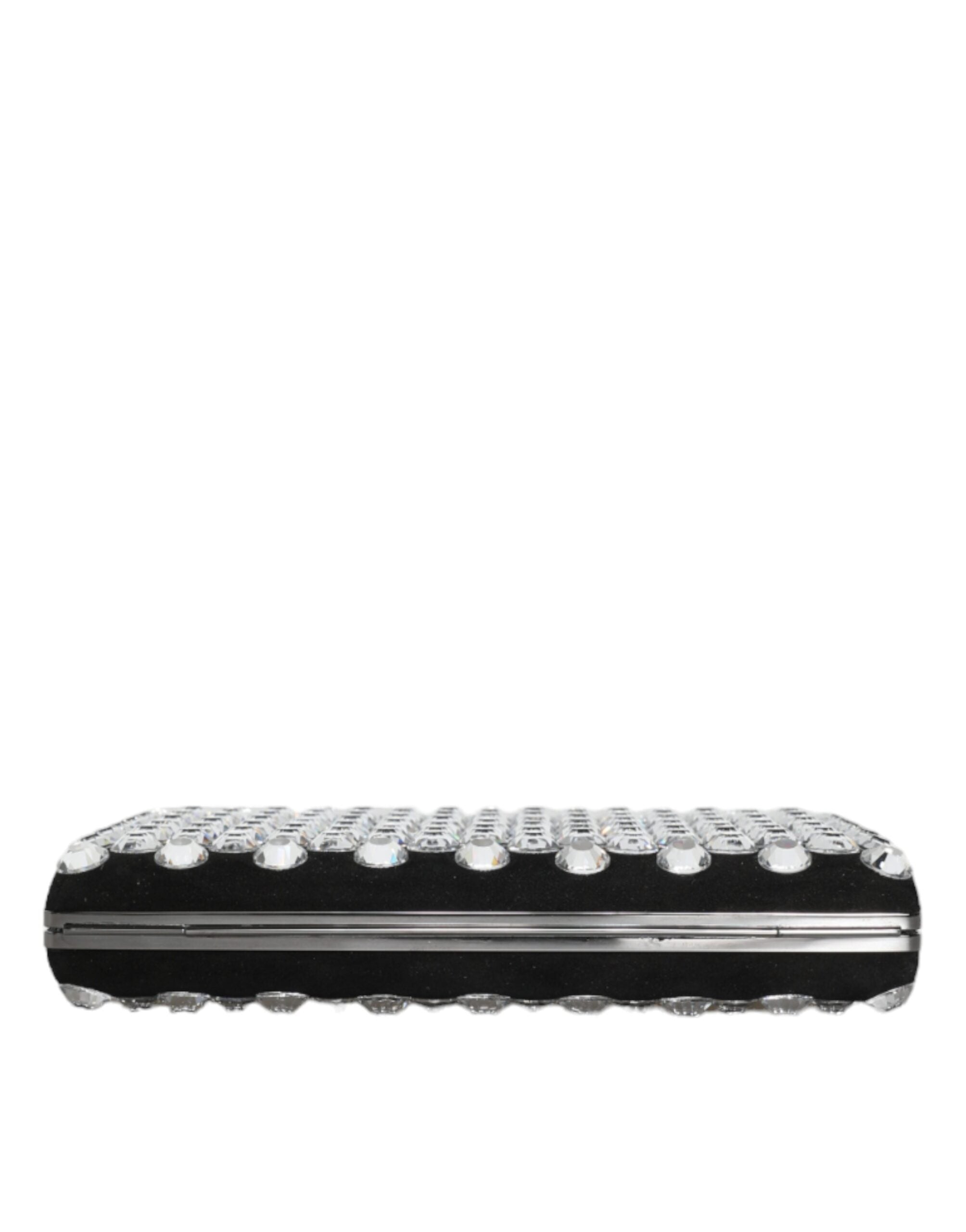Dolce & Gabbana Black Velvet Crystal Clutch Evening Party Purse Bag - ACCEXO