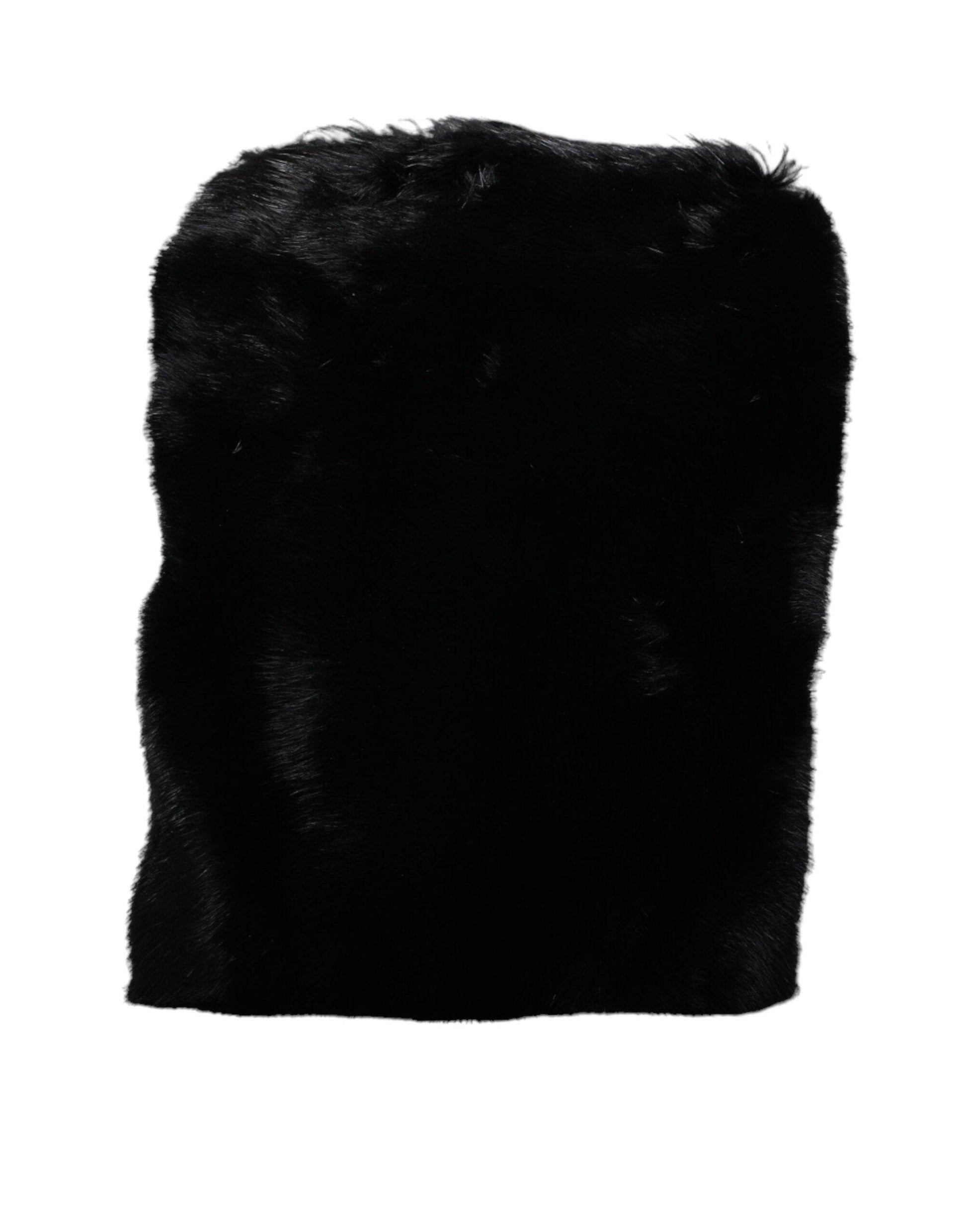 Dolce & Gabbana Black Faux Fur Silver Chain Crossbody Shoulder Purse Bag - ACCEXO