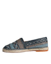 Dolce & Gabbana Blue Gray Woven Leather Buffalo Espadrille Shoes