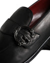 Dolce & Gabbana Black Leather Logo Loafers Men Dress Shoes