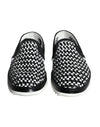 Dolce & Gabbana Black White Weaved Slip On Men Loafers Shoes