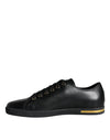 Dolce & Gabbana Black Gold Leather Classic Sneakers Shoes