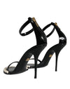 Dolce & Gabbana Black Keira Leather Faux Pearl Sandals Heels Shoes