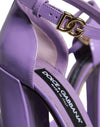 Dolce & Gabbana Purple Leather Platform Ankle Strap Sandals Shoes