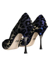 Dolce & Gabbana Dark Blue Leopard Lurex Heels Pumps Shoes