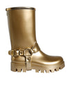 Dolce & Gabbana Metallic Gold Rubber PVC Rain Boots Shoes