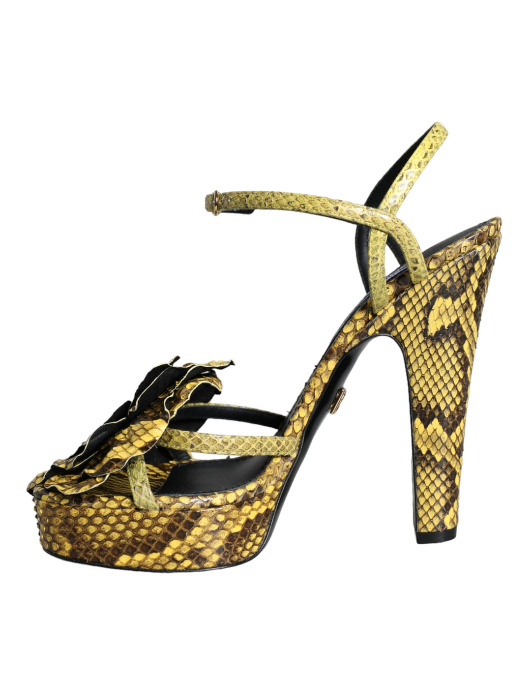 Dolce & Gabbana Yellow Exotic Leather Ankle Strap Heels Sandals Shoes