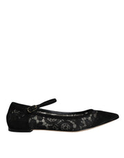 Dolce & Gabbana Black Taormina Lace Bellucci Flats Shoes - ACCEXO