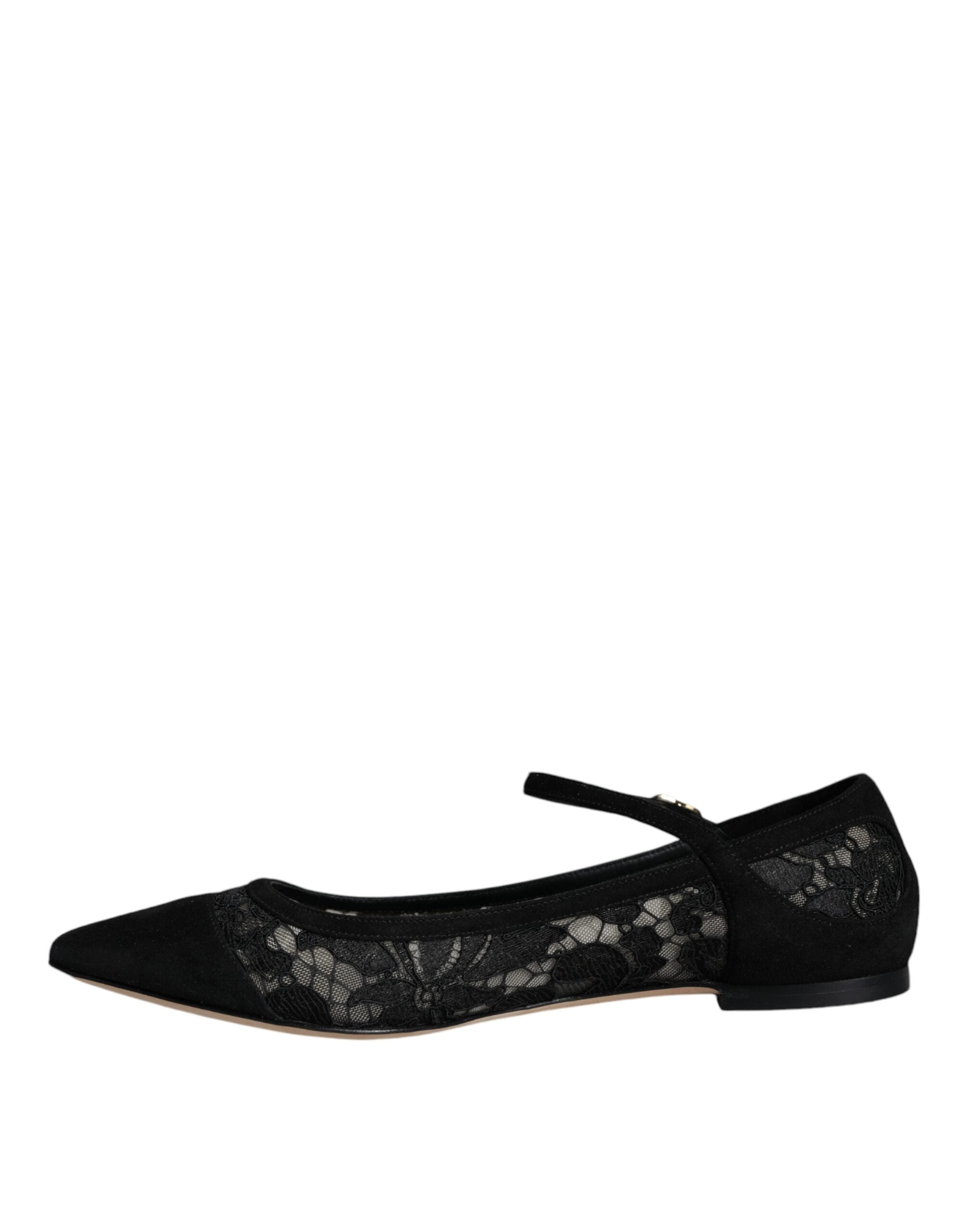 Dolce & Gabbana Black Taormina Lace Bellucci Flats Shoes - ACCEXO
