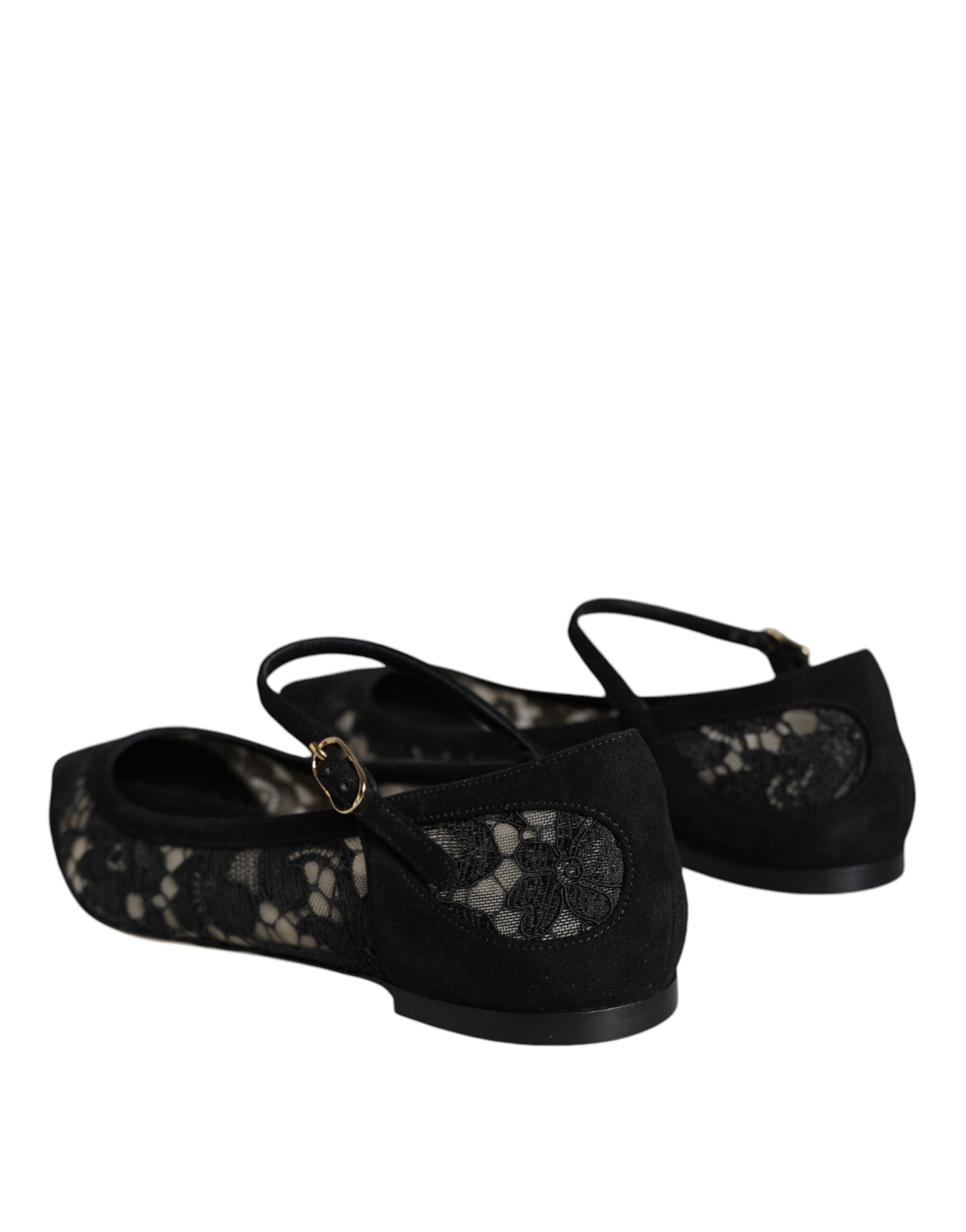 Dolce & Gabbana Black Taormina Lace Bellucci Flats Shoes - ACCEXO