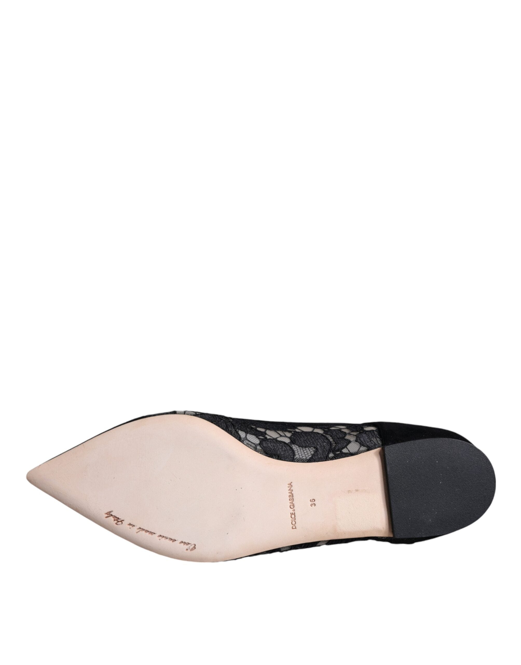 Dolce & Gabbana Black Taormina Lace Bellucci Flats Shoes - ACCEXO