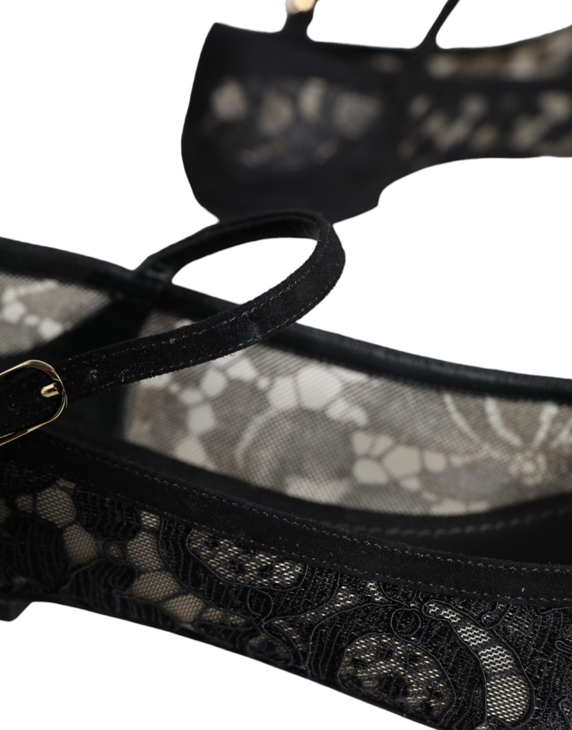 Dolce & Gabbana Black Taormina Lace Bellucci Flats Shoes - ACCEXO