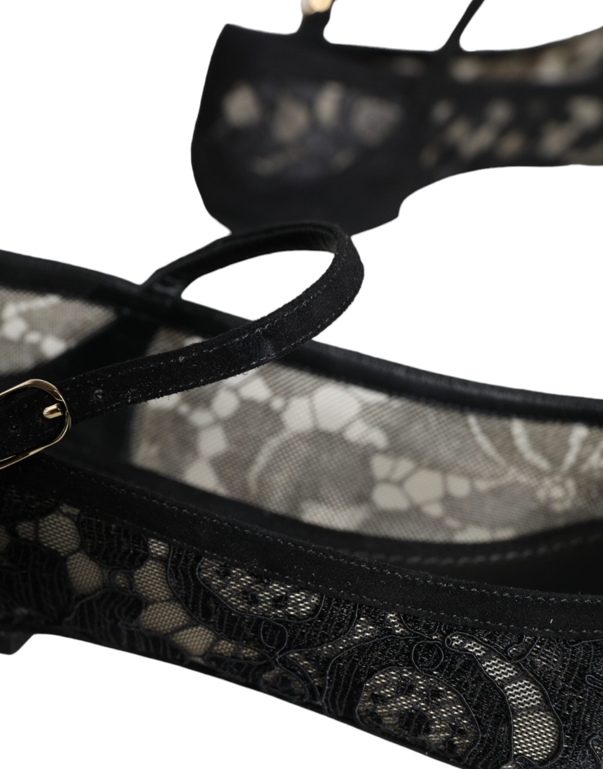 Dolce & Gabbana Black Taormina Lace Bellucci Flats Shoes - ACCEXO