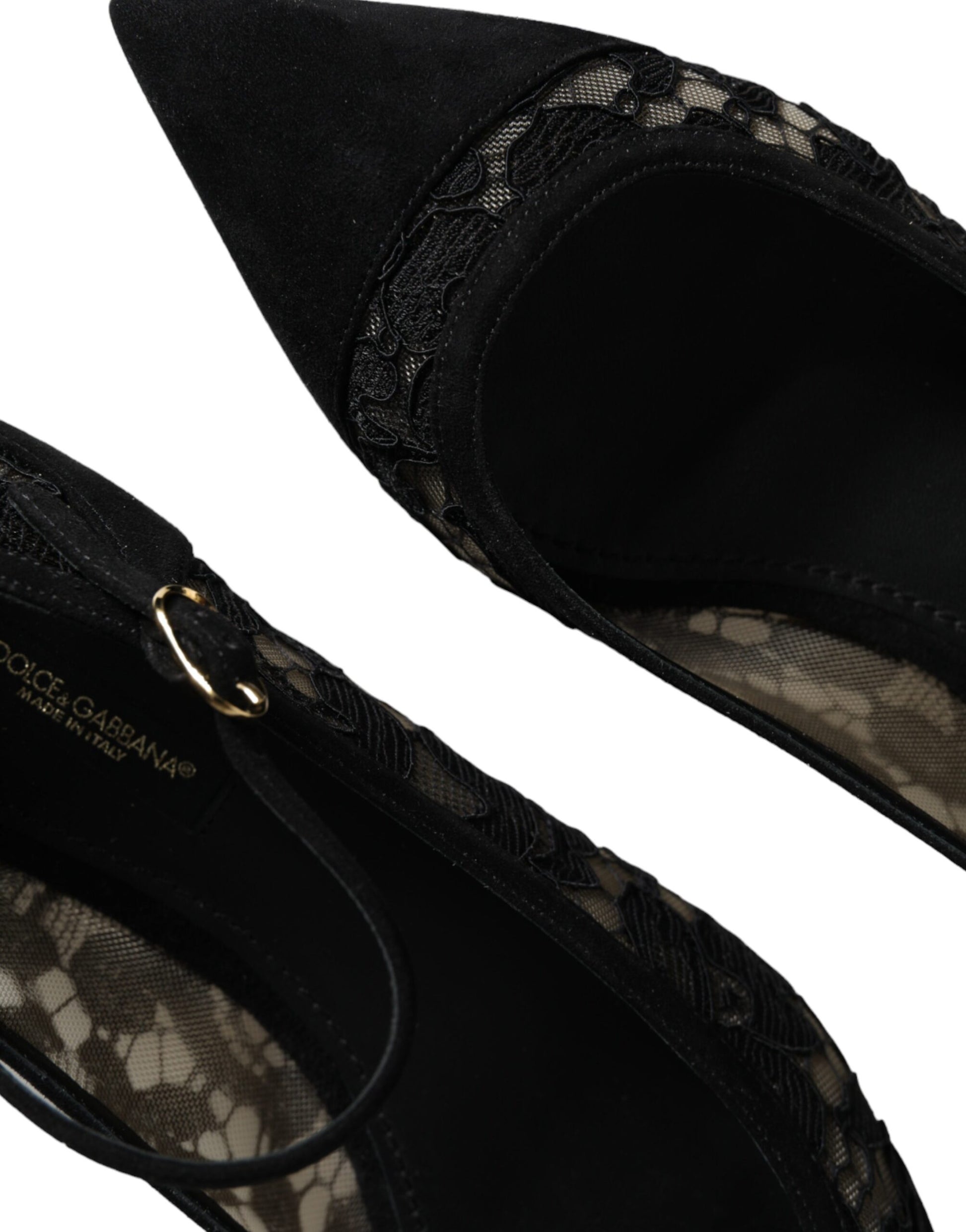 Dolce & Gabbana Black Taormina Lace Bellucci Flats Shoes - ACCEXO