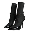 Dolce & Gabbana Black Leather Stilettos Booties Socks Shoes