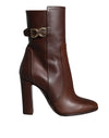 Dolce & Gabbana Brown Leather Heels Mid Calf Boots Shoes