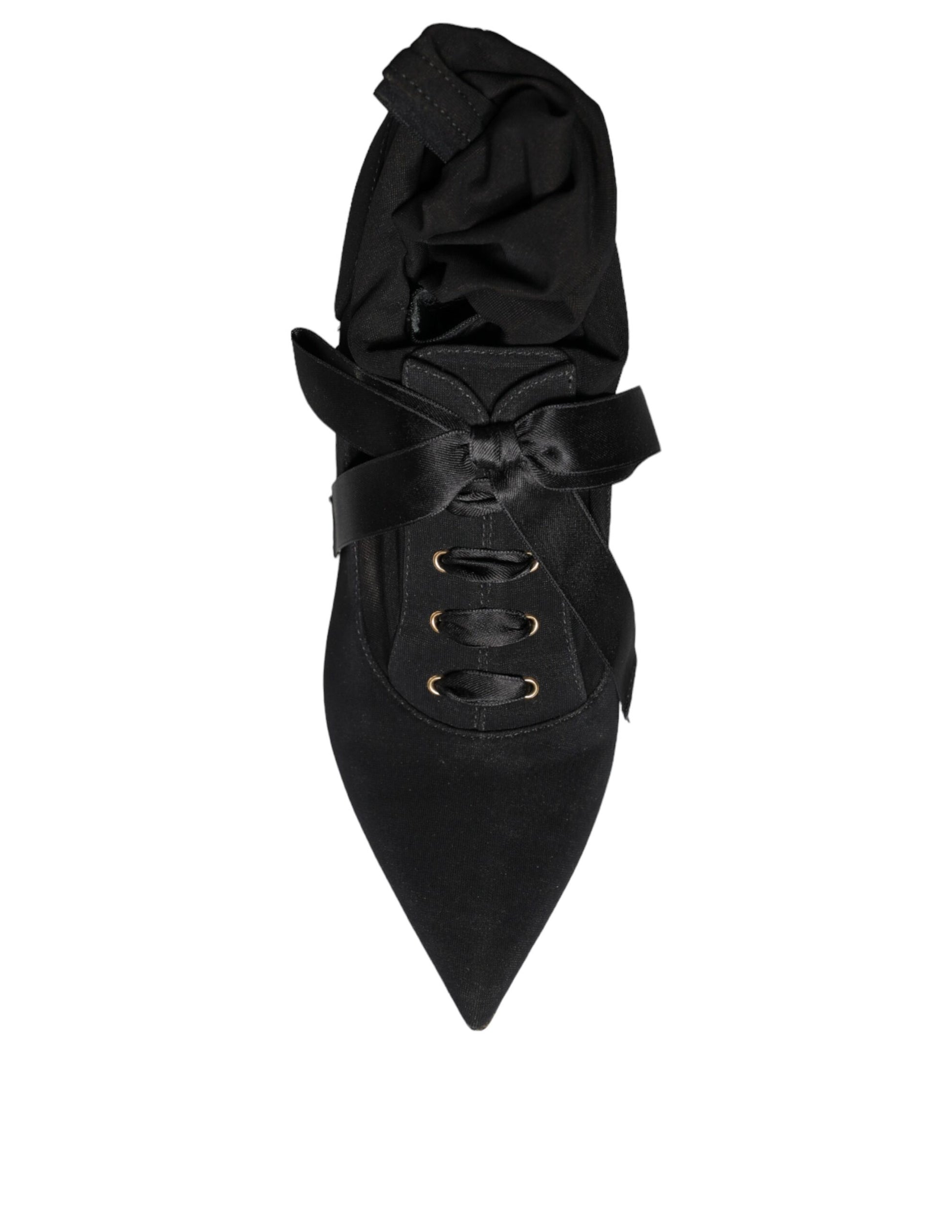 Dolce & Gabbana Black Stiletto Heels Mid Calf Boots Shoes - ACCEXO