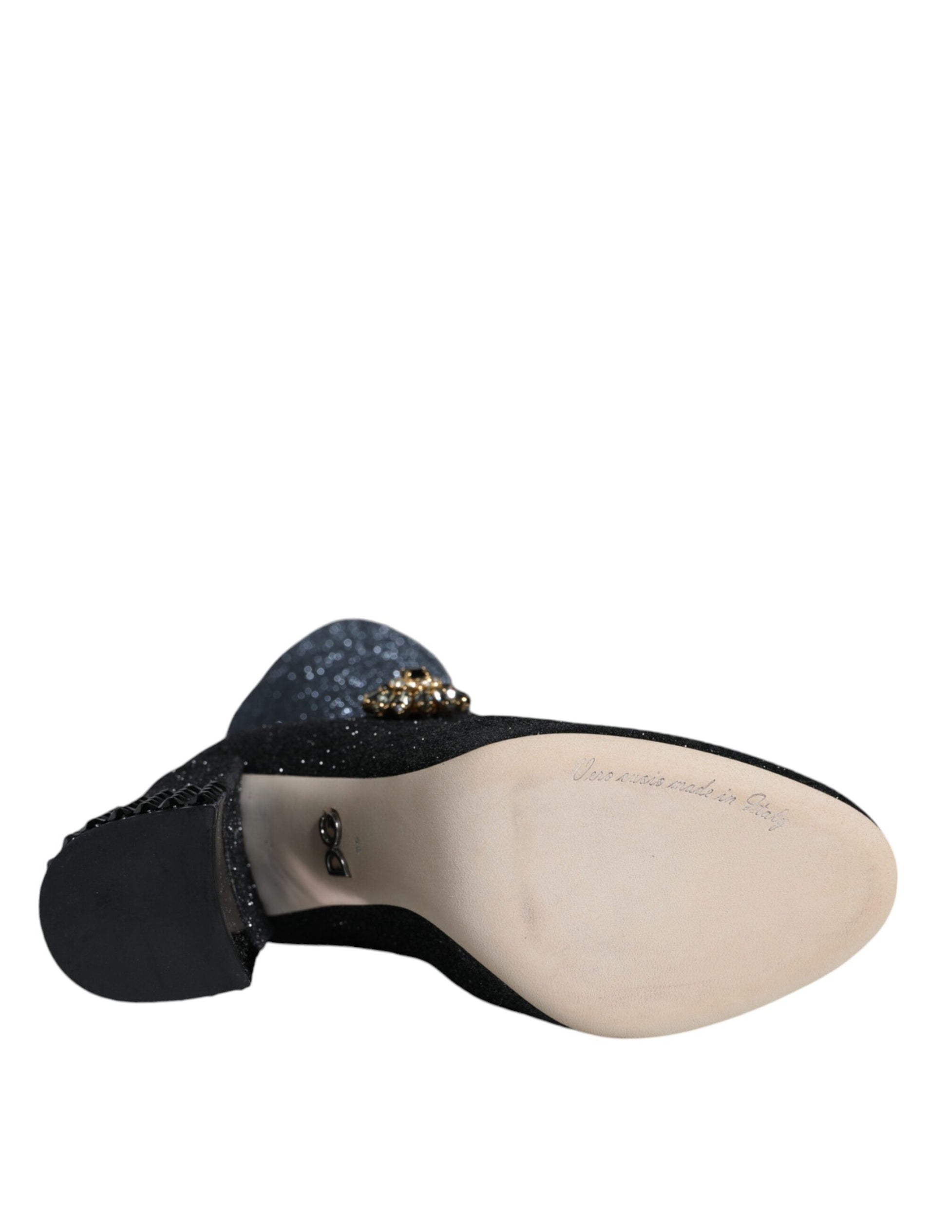 Dolce & Gabbana Black Crystal Mary Janes Booties Shoes - ACCEXO