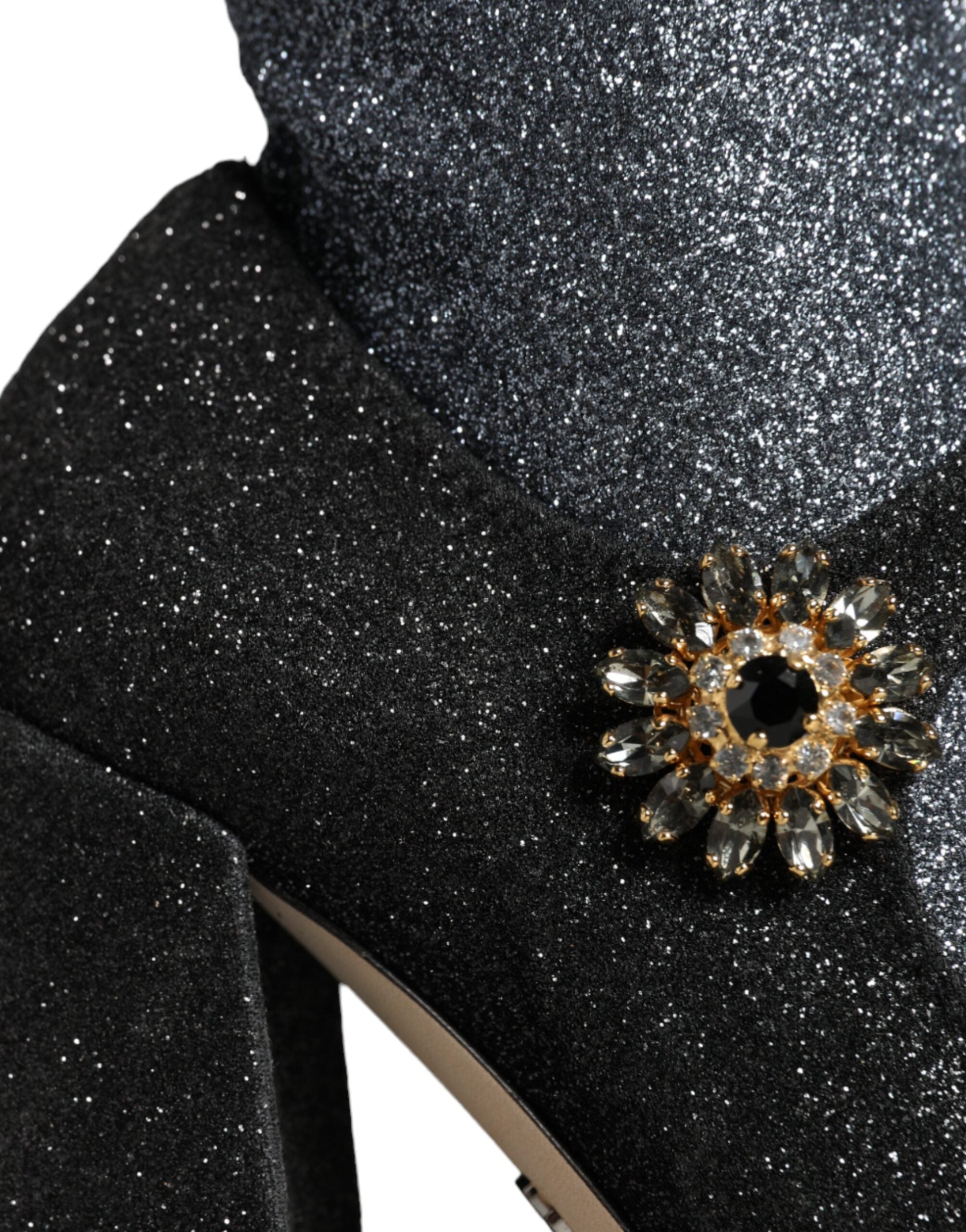 Dolce & Gabbana Black Crystal Mary Janes Booties Shoes - ACCEXO