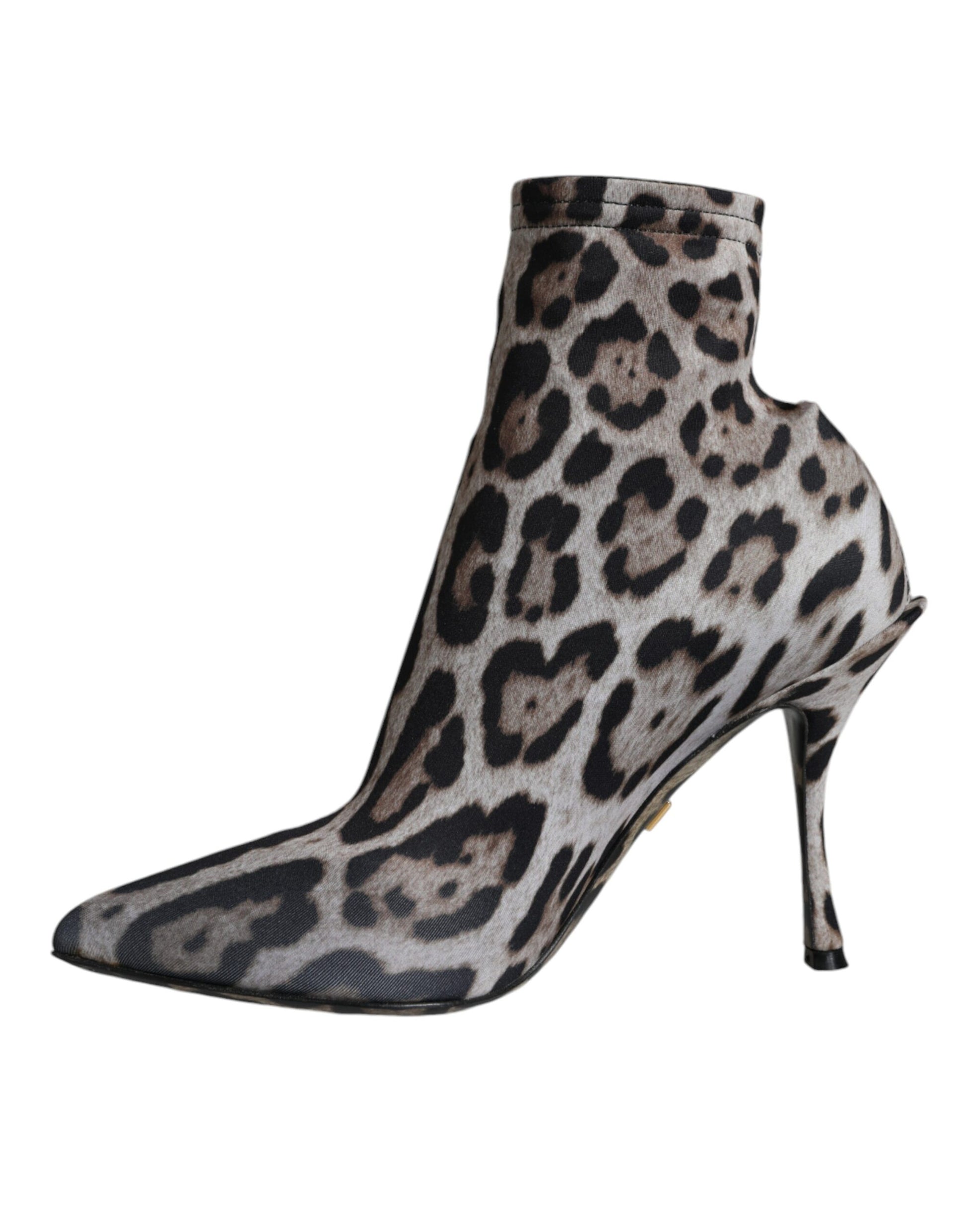 Dolce & Gabbana Gray Leopard Stretch Heels Ankle Boots Shoes - ACCEXO