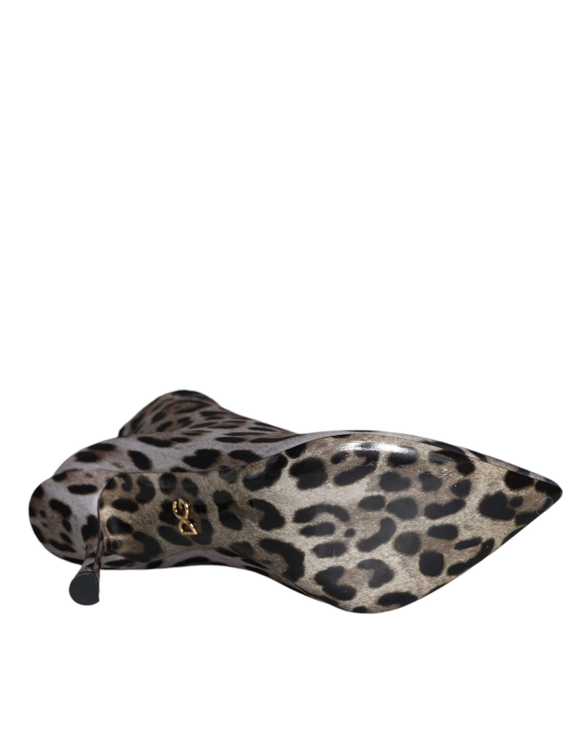Dolce & Gabbana Gray Leopard Stretch Heels Ankle Boots Shoes - ACCEXO
