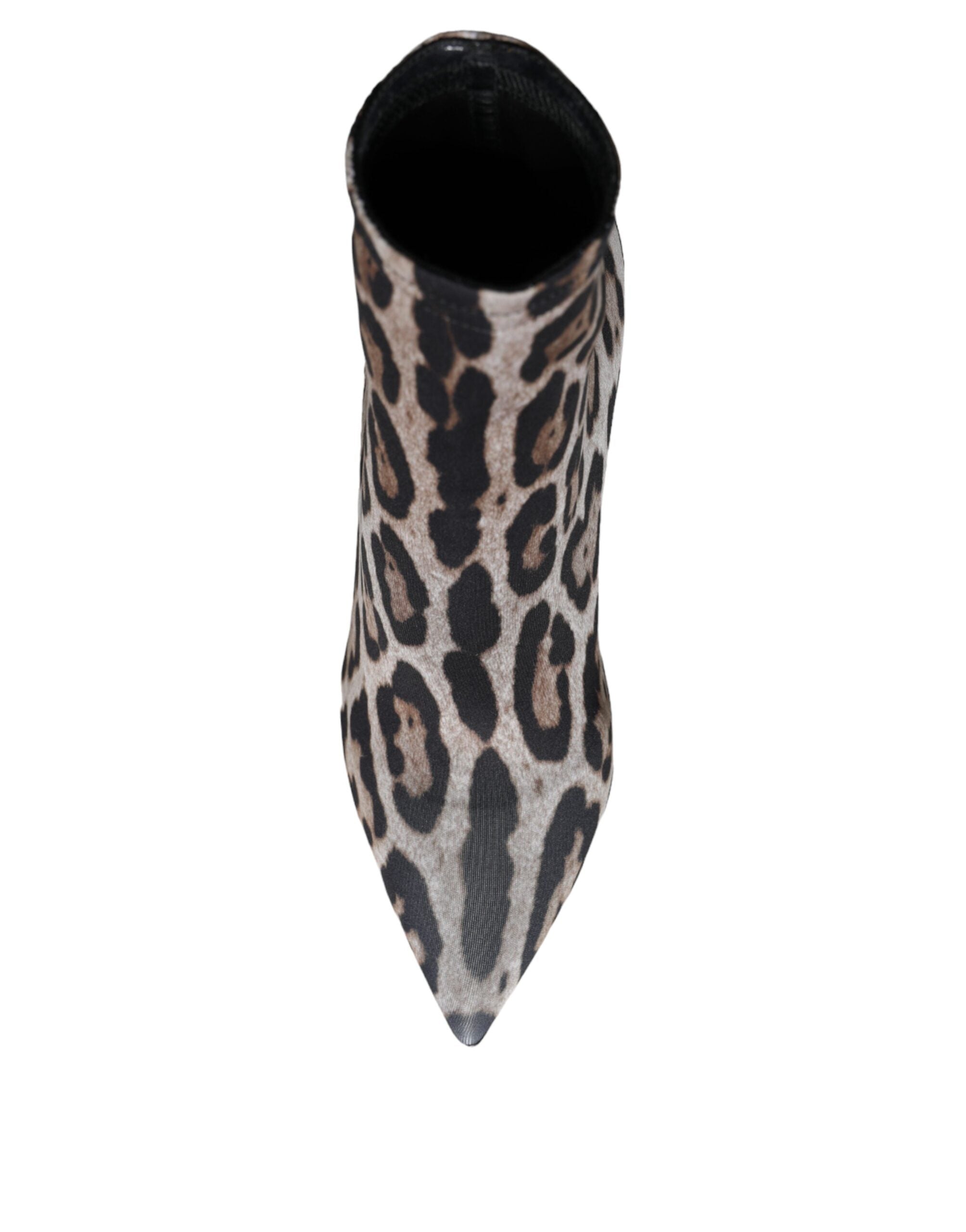 Dolce & Gabbana Gray Leopard Stretch Heels Ankle Boots Shoes - ACCEXO