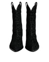 Dolce & Gabbana Black Gray Leopard Cowboy Boots Shoes