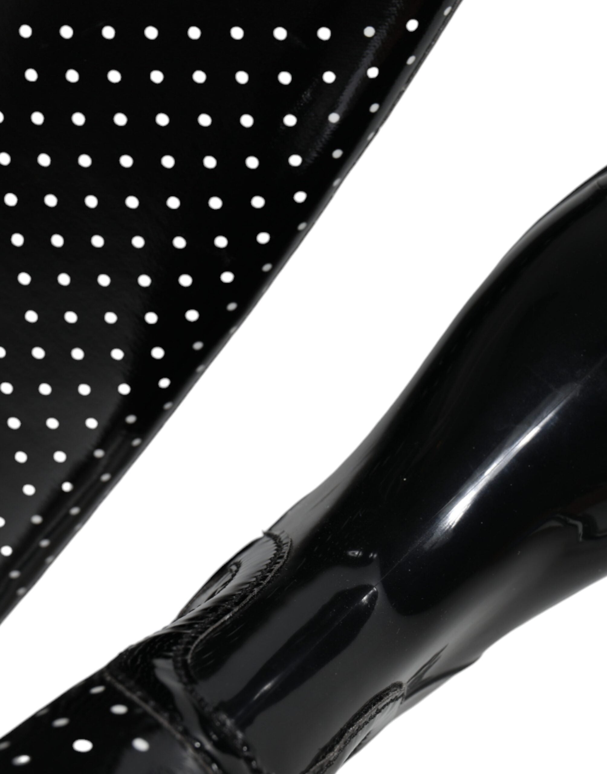 Dolce & Gabbana Black Polka Dot Rubber Knee High Boots Shoes - ACCEXO