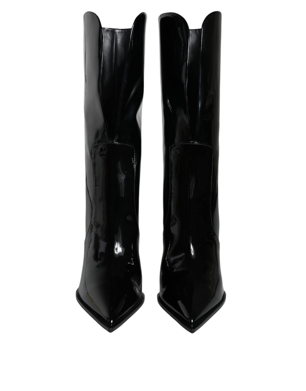 Dolce & Gabbana Black Patent Leather Mid Calf Boots Shoes