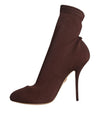 Dolce & Gabbana Brown Stiletto Heels Socks Ankle Boots Shoes