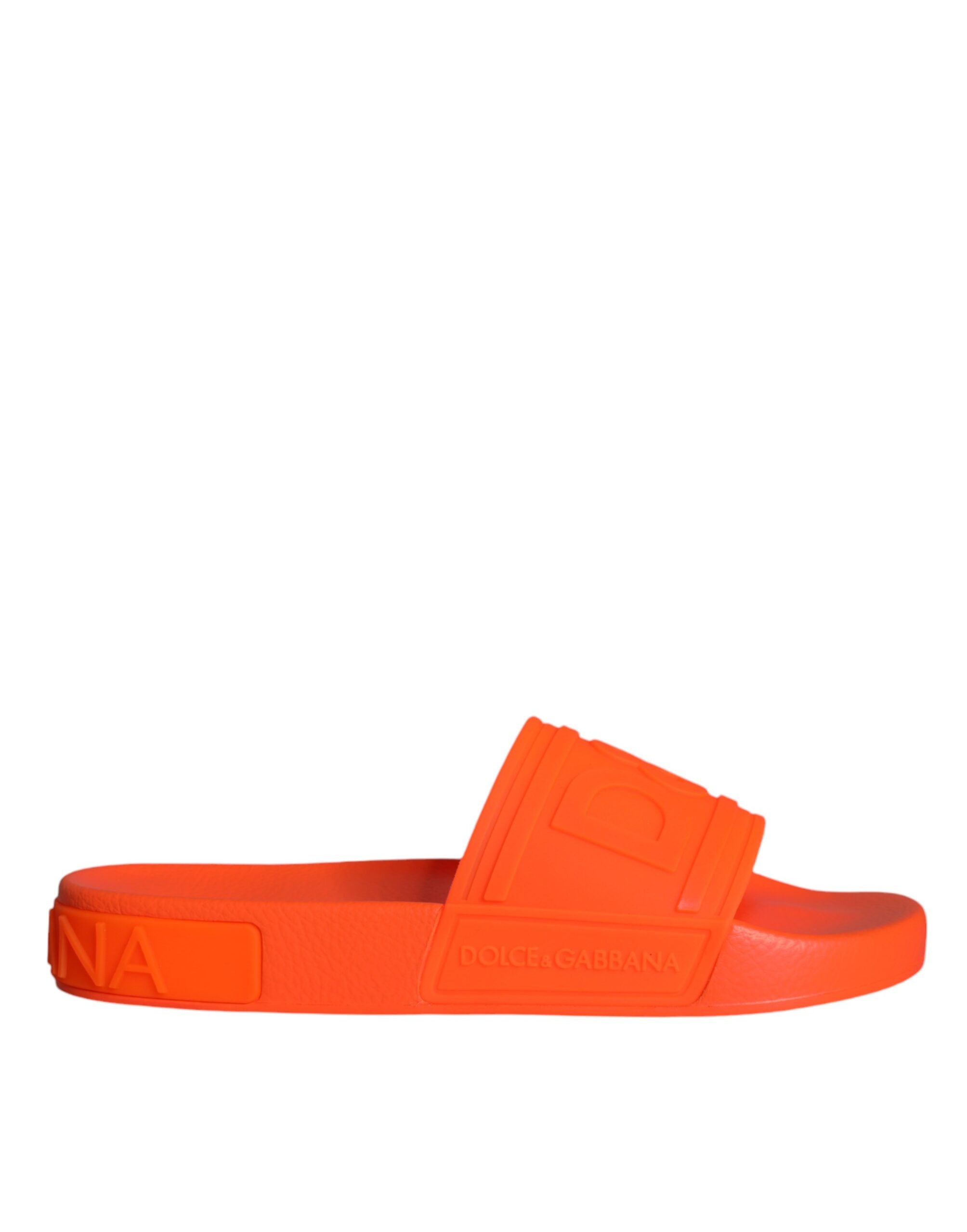 Dolce & Gabbana Orange Rubber Slides Sandals Beachwear Shoes - ACCEXO