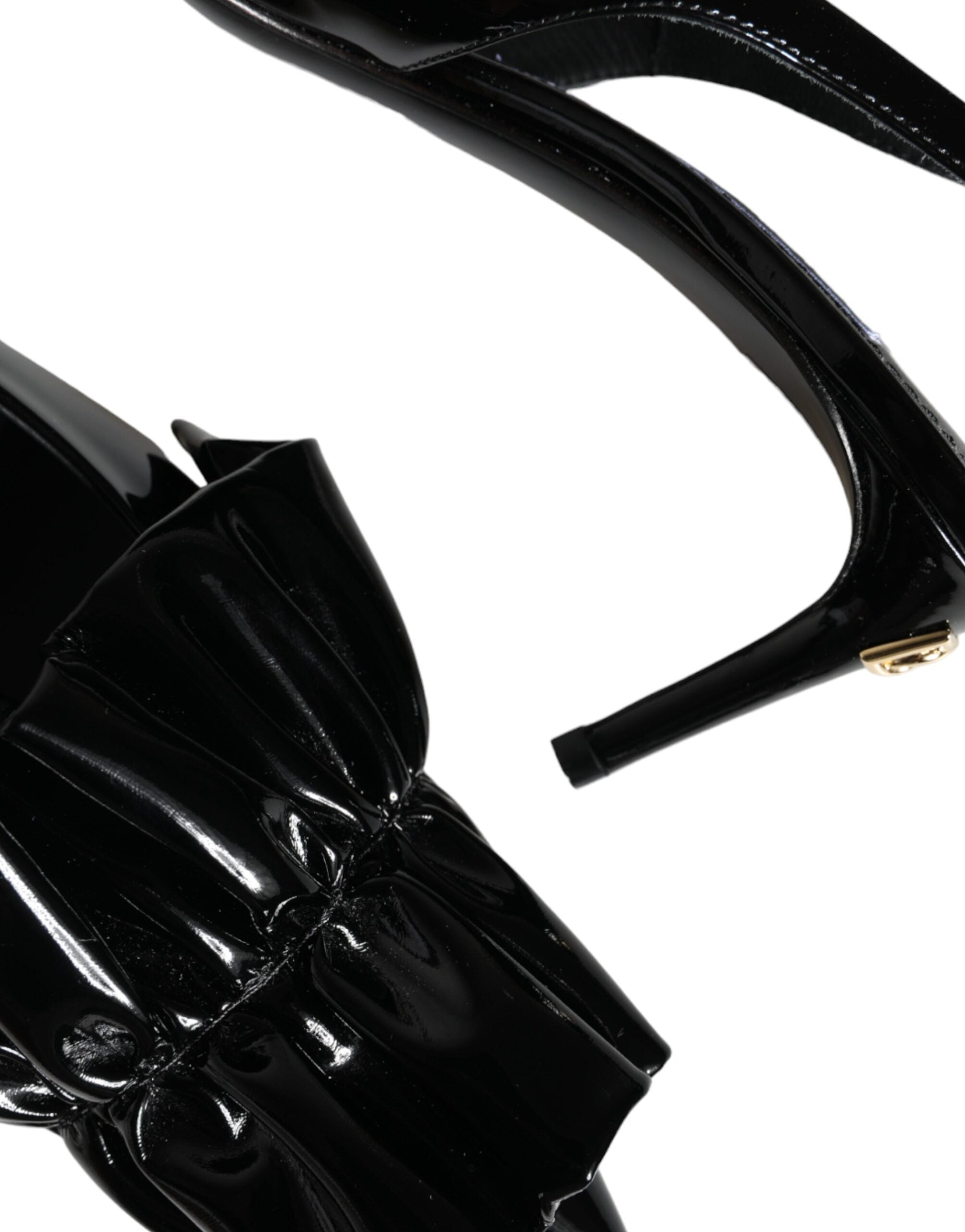 Dolce & Gabbana Black Patent Leather Heels Slingback Shoes - ACCEXO