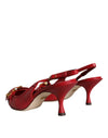 Dolce & Gabbana Red Devotion Leather Heels Slingback Shoes