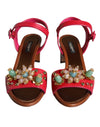 Dolce & Gabbana Fuchsia Leather Embellished Keira Sandals Shoes