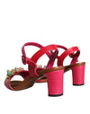 Dolce & Gabbana Fuchsia Leather Embellished Keira Sandals Shoes