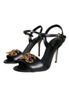 Dolce & Gabbana Black DG Amore Leather Keira Sandals Shoes